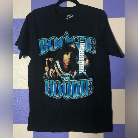 NWT A Boogie Wit Da Hoodie Vintage Large Graphic Black Tee - Size M - Picture 2 of 4
